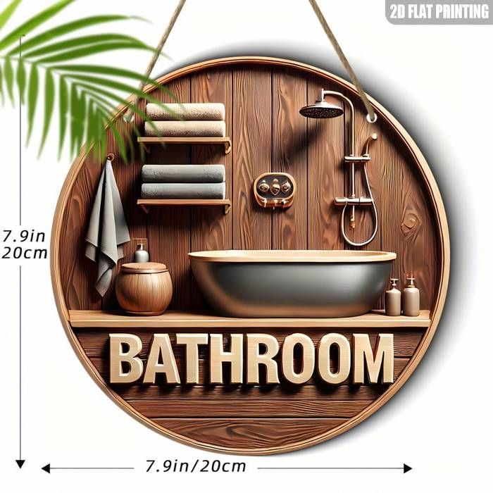 Un panneau décoratif et ornement à thème « Cuisine » plat 2D, 1 pièce, doté d'une plaque ronde en bois exquise, adapté aux décoratio