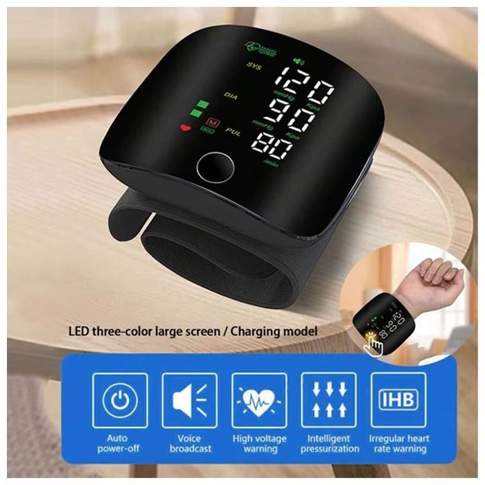 tensiomètre Rechargeable 2 utilisateurs tonomètre médical manchette de poignet numérique impulsion irrégulière