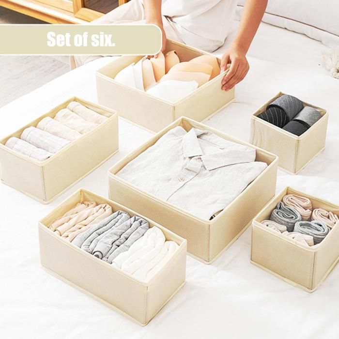 6 Pcs Boîte de rangement Pliable De Tiroir pour vêtements, sous-vêtements et Chaussettes etc