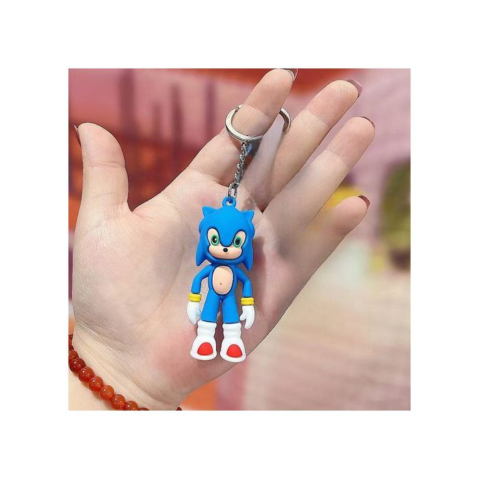 Porte-clés Sonic Figurine Mignonne Keychain cadeau créatif Keychians Pendant Bleu