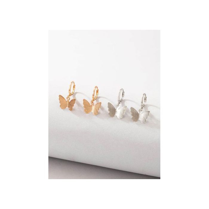 Boucles d'oreilles - Acier Inoxydable - Papillon - Pack de 2 Paires - Femme - Adulte