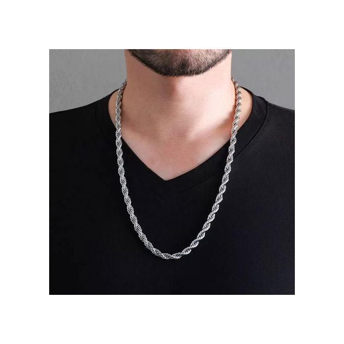 Collier - Rop Chain - Twisted - Acier inoxydable - Argent - 60cm - 7MM