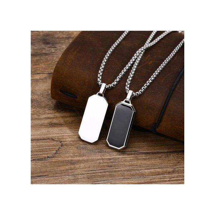 Collier - Mode - Pendentif Barre Rectangulaire - Acier Inoxydable - Mixte - Adulte