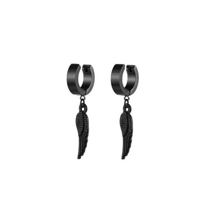 Boucle d'oreille - Aile - Noir - Acier inoxydable - Faux piercing - Femme