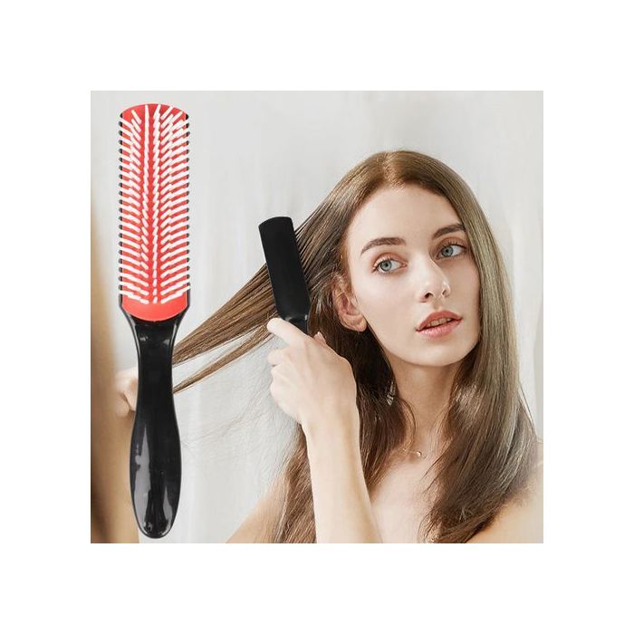 Brosse démêlante Brush Pour Cheveux Bouclés En Silicone à 9 bras  21 Cm Unisex