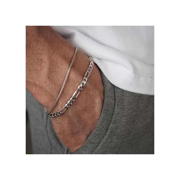Bracelets - Rop Chain - Acier Inoxydable - Argent - Lot de 2 - Mixte