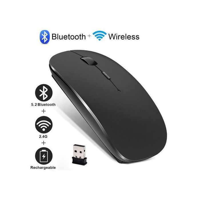 Souris sans fil, Bluetooth 5.2 Rechargeable et silencieuse Double mode