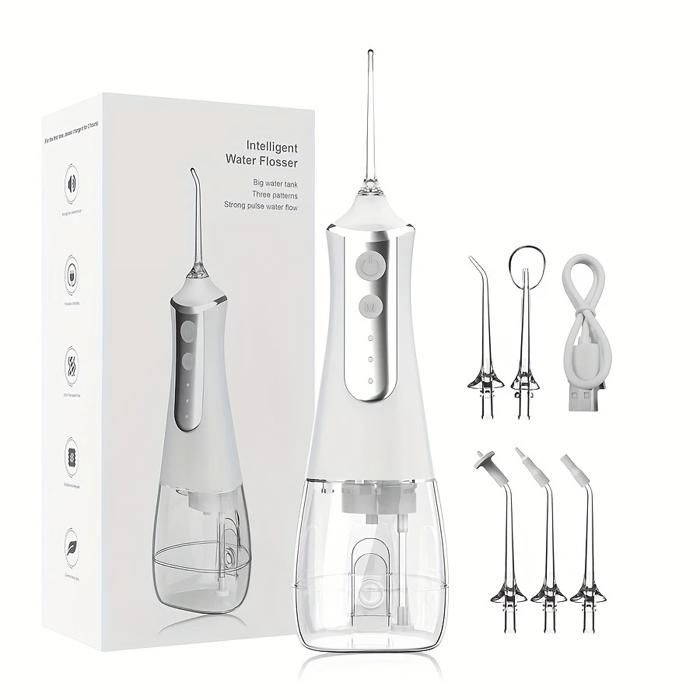 Hydropulseur Sans Fil: Hydropulseur Dentaire Portable avec 5 Buses, Adapté pour Appareils Dentaires, Réservoir d'Eau de 300ml