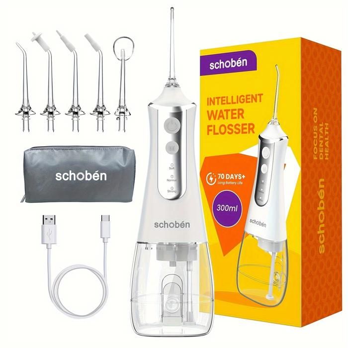 Schobén - Irrigateur Buccal Sans Fil Puissant – Nettoyant Dentaire Portable & Rechargeable