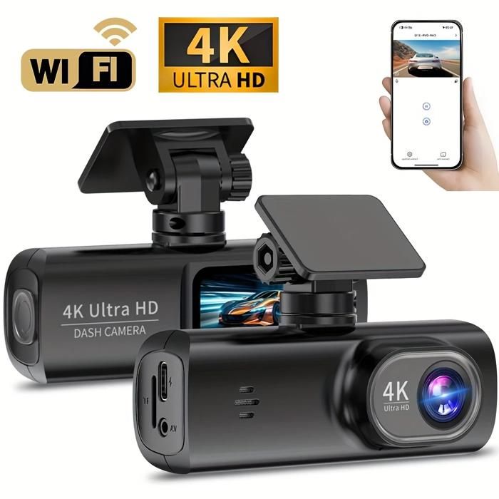 Caméra de tableau de bord avant Ultra HD 4K avec Wi-Fi, G-Sensor, angle large de 170°, vision nocturne