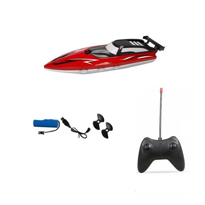 Bateau Télécommandé Imperméable à moteur, Bateau avec Batteries Rechargeables - Rouge