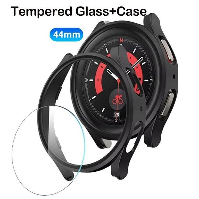 Verre trempé + étui pour Samsung Galaxy Watch 7 44mm protecteur d'écran couverture de pare-chocs complète