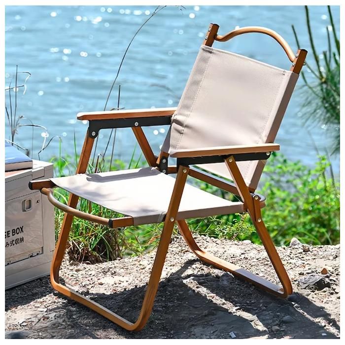 Chaise Pliante Portable en Bois, Équipement de Camping, Pêche, Jardin, Extérieur