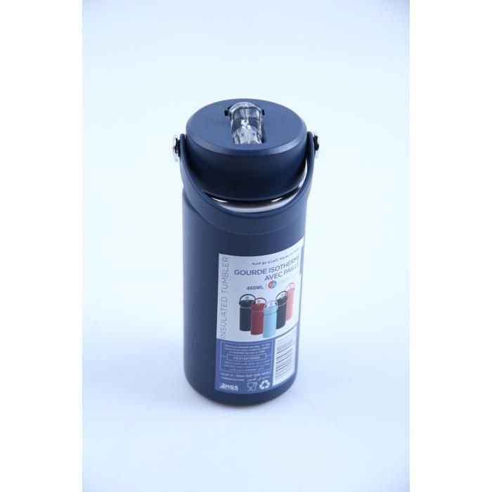 Bouteille isotherme - GENERIC - SVB-400 - 460ml - Double paroi - Paille intégrée - BLEU 