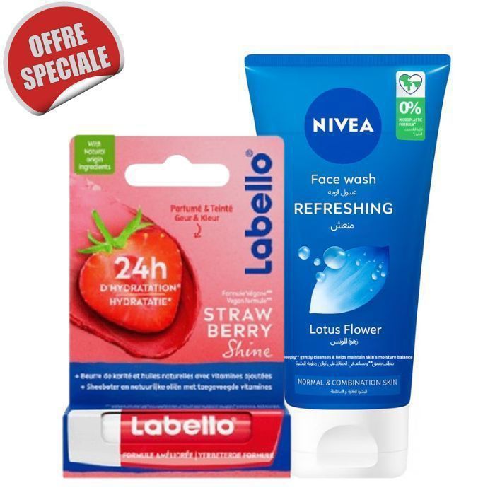 Gloss - NIVEA - Lot Labello fraise - Gel nettoyant peau normale - Rose - Soin quotidien