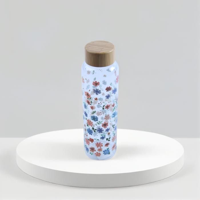 Bouteille d’eau en verre 500ml fleurs