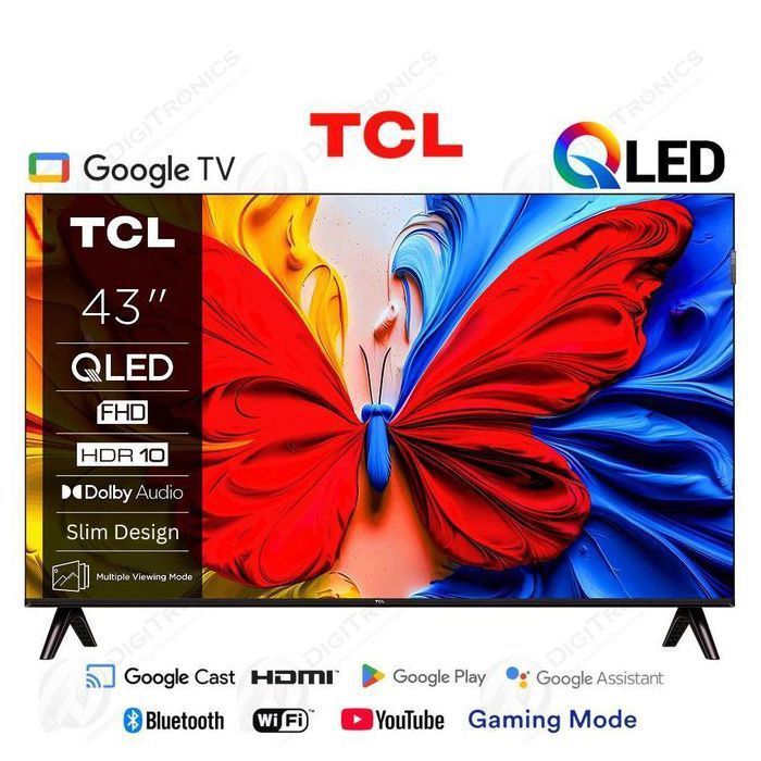 TCL - 43" QLED Full HD Smart Google TV, Dolby Audio, écran plat - 3S5K