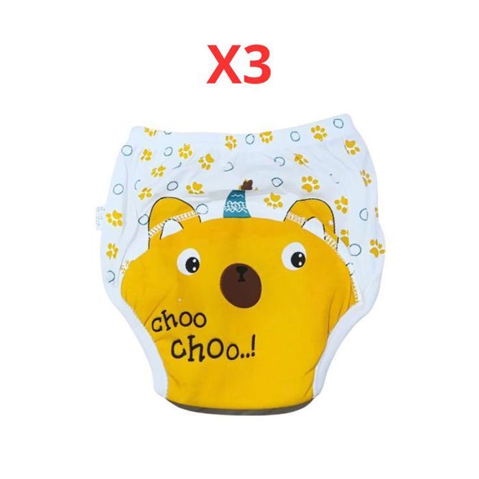 Pack de 3 culottes d’apprentissage lavables – Motifs animaux – jaune