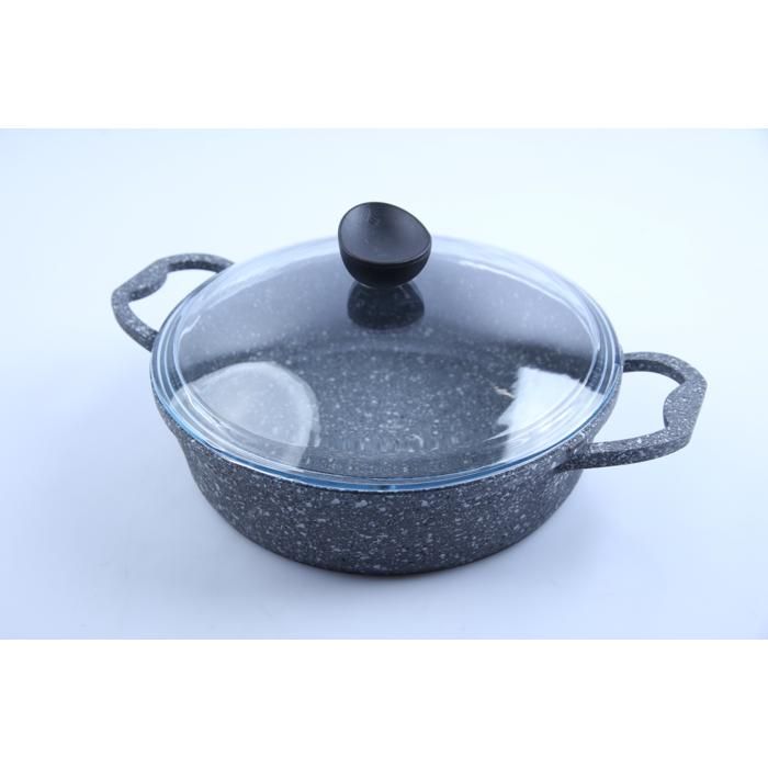 Faitout bas en pierre avec couvercle 28 cm - 4,5 L