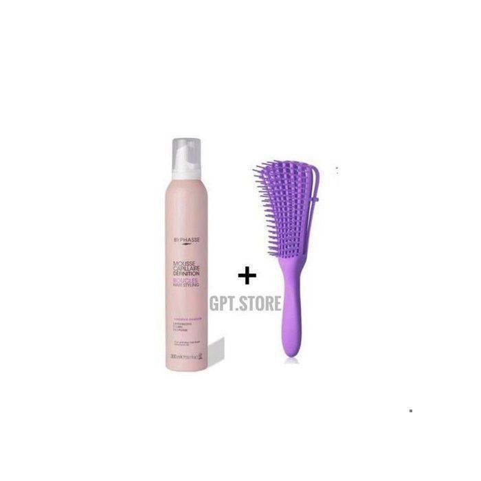 Byphasse Mousse bouclante 300ml+Octopus brush pour Définition Boucles Mauve