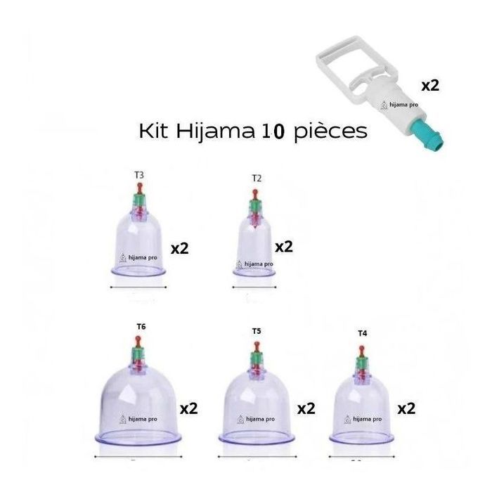 Kit de ventouses Hijama - 12 pièces - Thérapie traditionnelle - Auto-traitement - Mixte