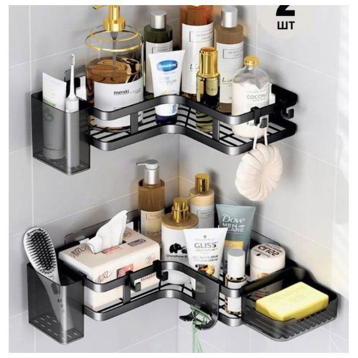 5 pcs Étagères Murale Multifonction Sans Perçage Support de Rangement pour Salle de Bain et Cuisine