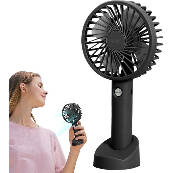 ventilateur portatif rechargeable avec base, 3 modes pour la maison et le lieu de travail