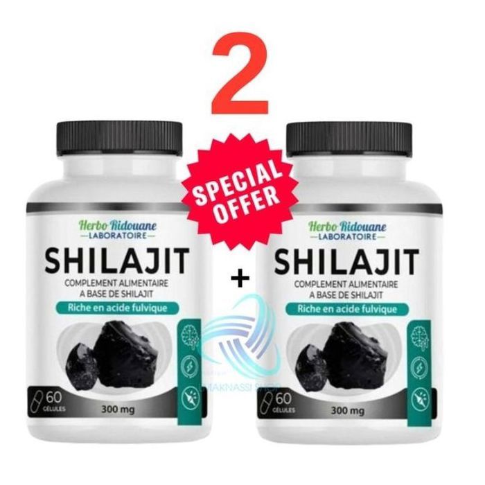 2 shiljait Gélules 300mg, Shilajit de l'Himalaya avec extrait, 100 % d'acide fulvique, récupération musculaire 2x60 gélules