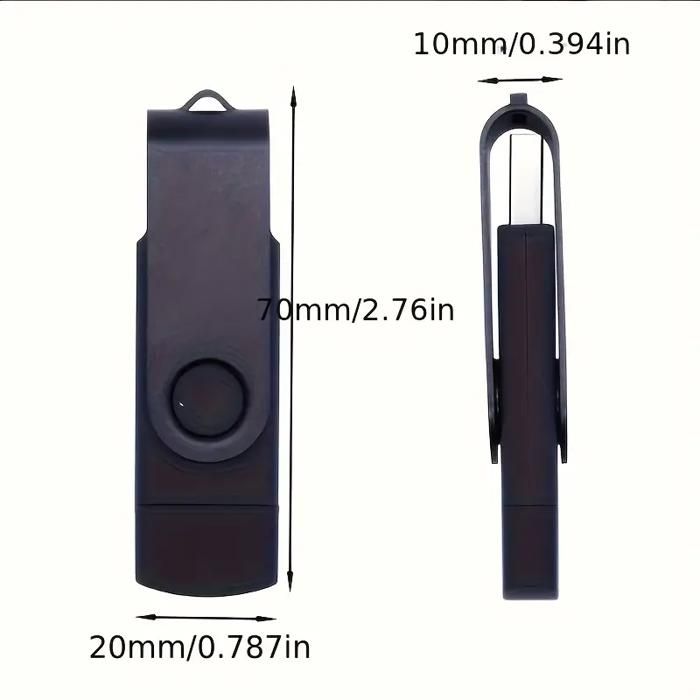 Clé USB C 128 Go - Double Clé USB C Type 2 en 1 USB 2.0 Double Interface Flash Drive Haute Vitesse OTG - Noir