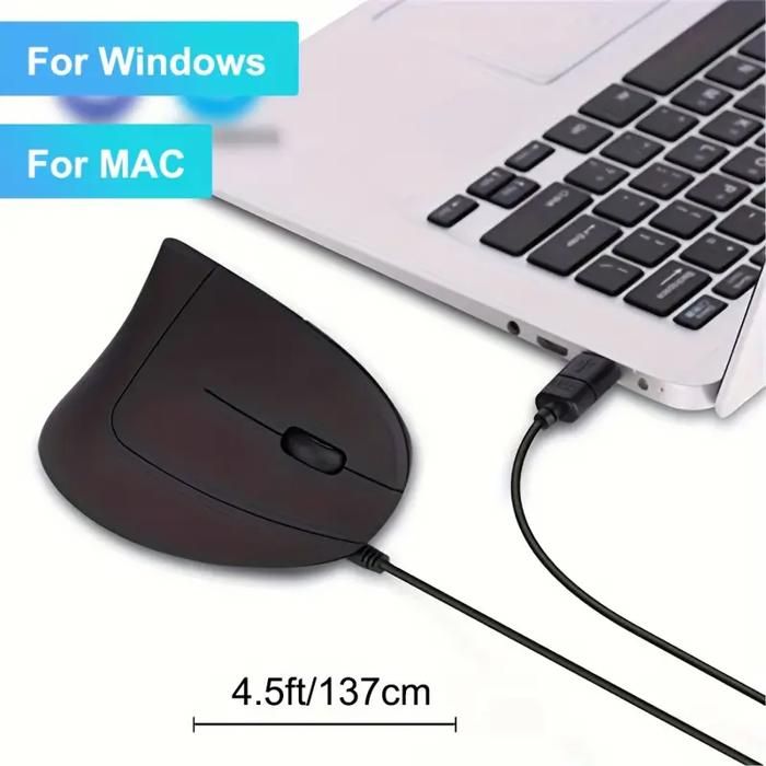 Souris filaire ergonomique avec accents pailletés, clic optique silencieux, droite - Noir