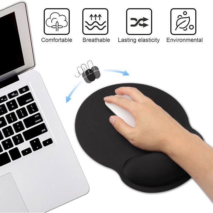 Tapis de Souris ordinateur portable bracelet - Avec poignet protéger - Noir