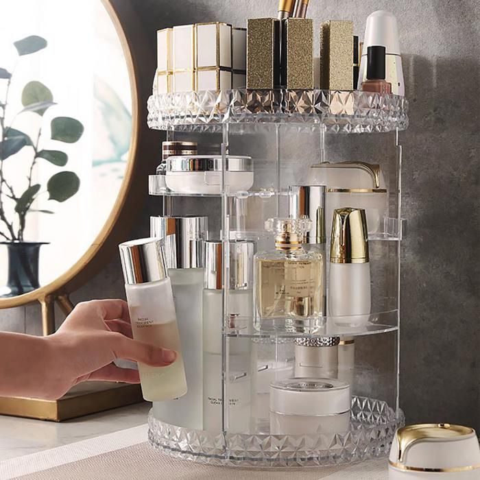 Organisateur Maquillage - GENERIC - Rangement Rotatif 360° - Transparent - Plastique - Femme
