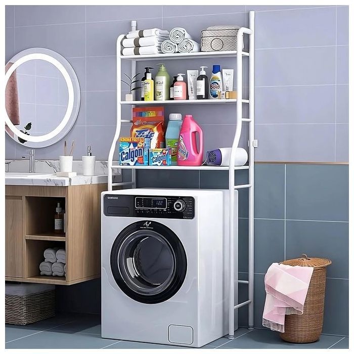 Étagère de Rangement - GENERIC - 3 Niveaux - Pieds Réglables - Métal - Blanc