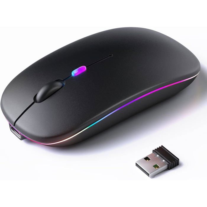 KANMABPC Wireless Bluetooth Mouse, Rechargeable LED Dual Mode Mouse