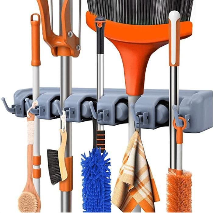 Organisateur Outils de Nettoyage - GENERIC - Support Pour Balai - Plastique - Résine - Gris