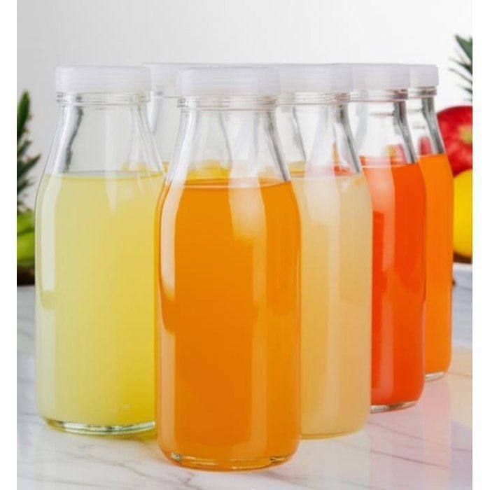 Lot de 6 Bouteilles en verre - AYA HOME - 200 ml - Design épuré - Bouchon hermétique - Réutilisables