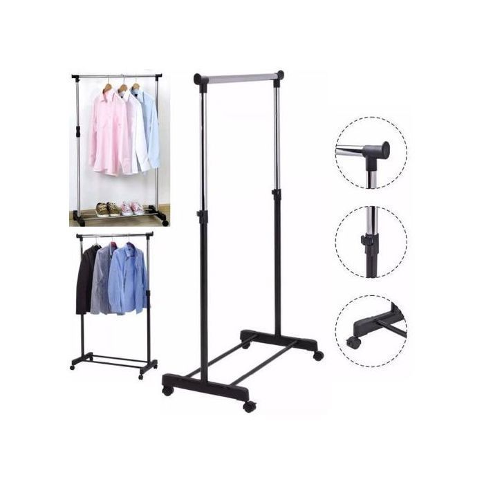 Support Vêtement - GENERIC - Penderie Télescopique - Métal - 4 Roulettes - Ajustable en Hauteur