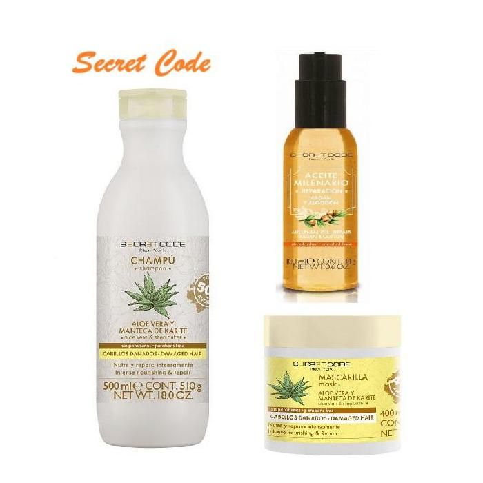 Pack secret code Shampoing + MASK  et serum pour cheveux abimés et sec