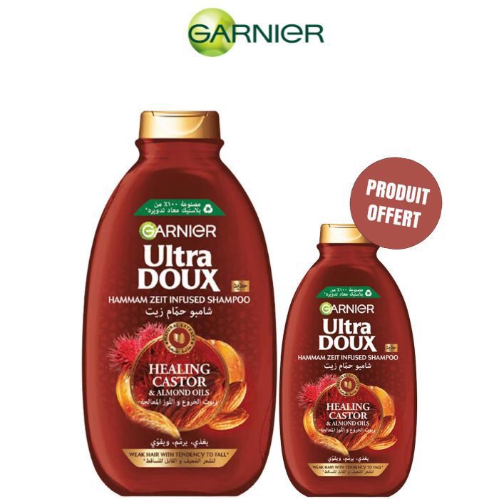 Lot Shampooing Ultra Doux Ricin 600 ml + 200 ml