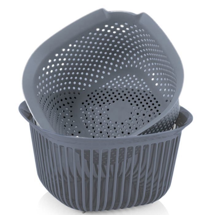 Bassine avec Passoire - Linea - 24 x 24 x 14 cm - 4 litres - Gris - Plastique