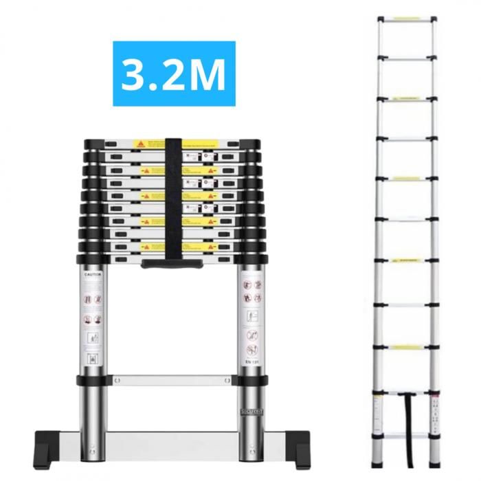 Echelle télescopique aluminium 11 marches H 3,2 m