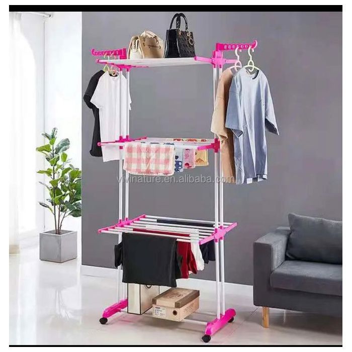 Etendoir à linge retractable pliable ailes latérales porte-manteau multifonction pliable, sèche-linge sur pied,