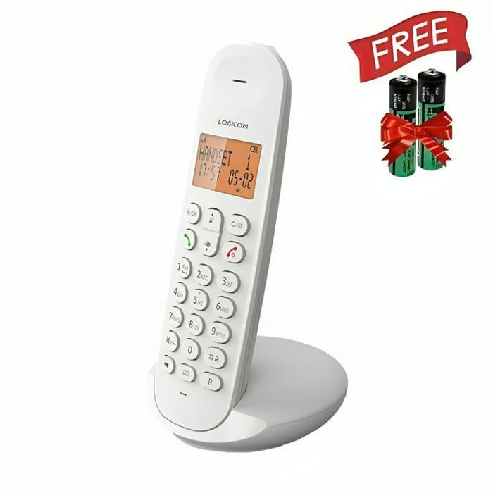 Telephone Fixe Sans Fil Logicom ILOA 150 Blanc + 2 Piles Incluses Gratuit