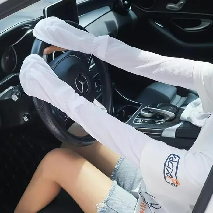 Manches et Gants Anti-UV Femme en Soie Glacée – Gants de Protection Solaire Respirants pour Bras, Conduite et Activités Extérieures