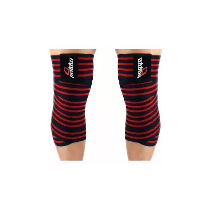 Bandes de Genou - PAKKA - Large Élastique - Support et Stabilité - Système Velcro - Rouge