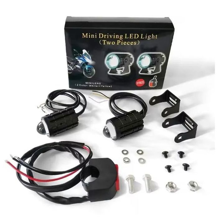 Projecteur LED pour Moto avec interrupteur,2 pièces,Super lumineux,projecteur de phare pour explorateurs,antibrouillard pour Moto