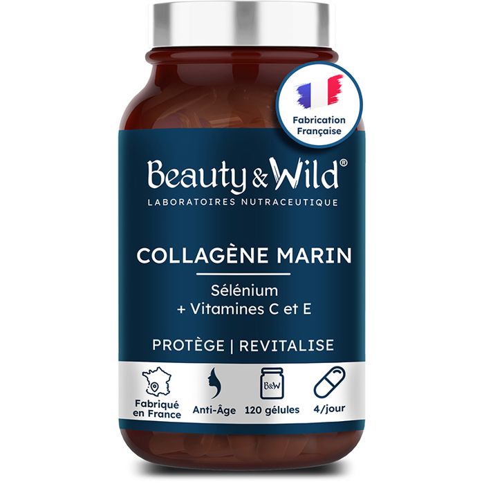 Collagène Marin + Vitamine C + Vitamine E + Sélénium - 120 gélules - Made in France
