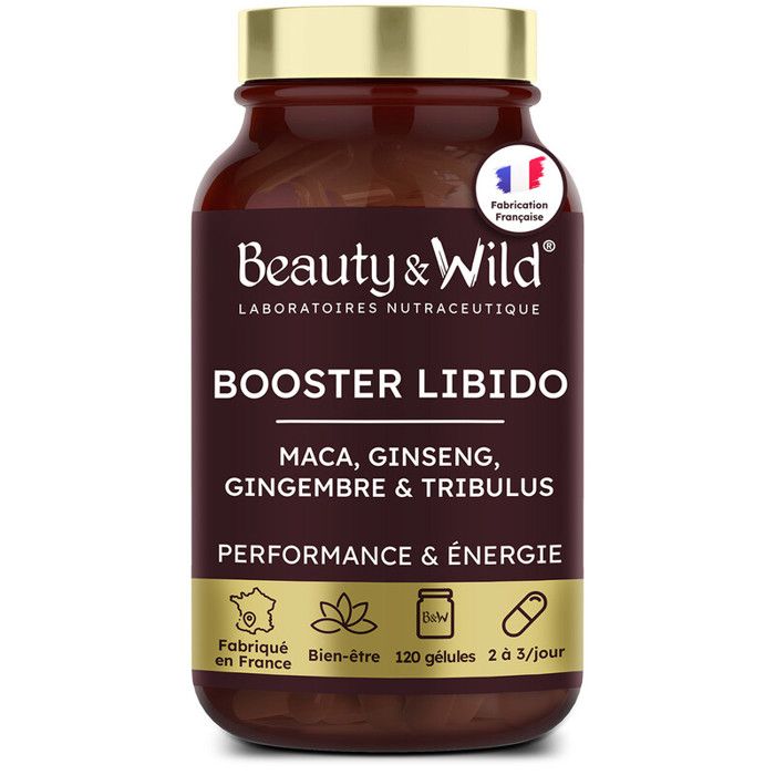 Booster libido Maca, Gingembre, Ginseng, Tribulus, Citruline & Arginine - performance et énergie, 120 gélules - Made in France