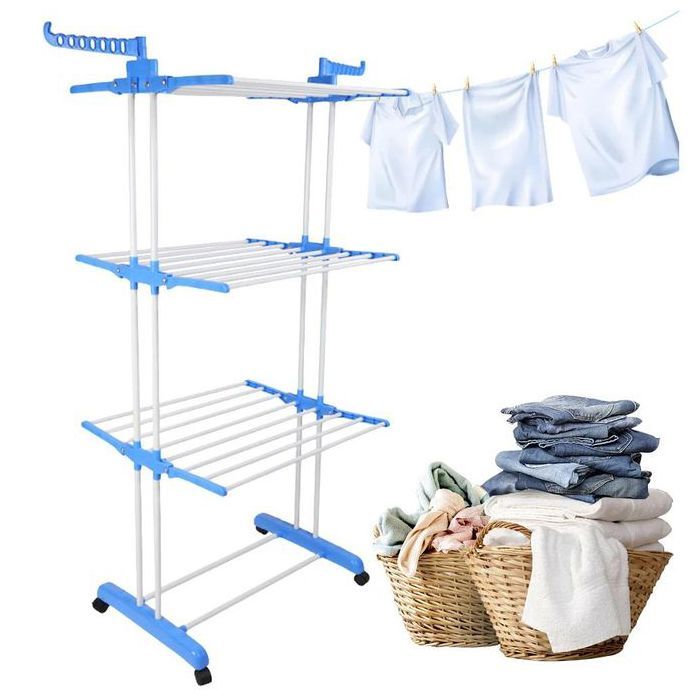 Étendoir à linge - GENERIC - Rétractable pliable - 4 niveaux - Acier inoxydable - 40 kg