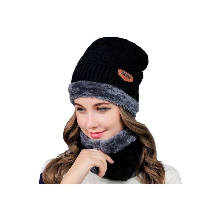 Bonnet chaud d'hiver , écharpe en laine pour hommes et femmes , cagoule